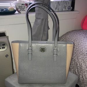 Anne Klein gray and pink shoulder purse tote
